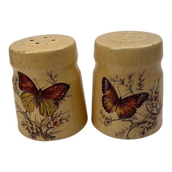 Treasure Craft Vintage Retro Butterfly Speckled Salt Pepper Shakers 1970s - Picture 1 of 6
